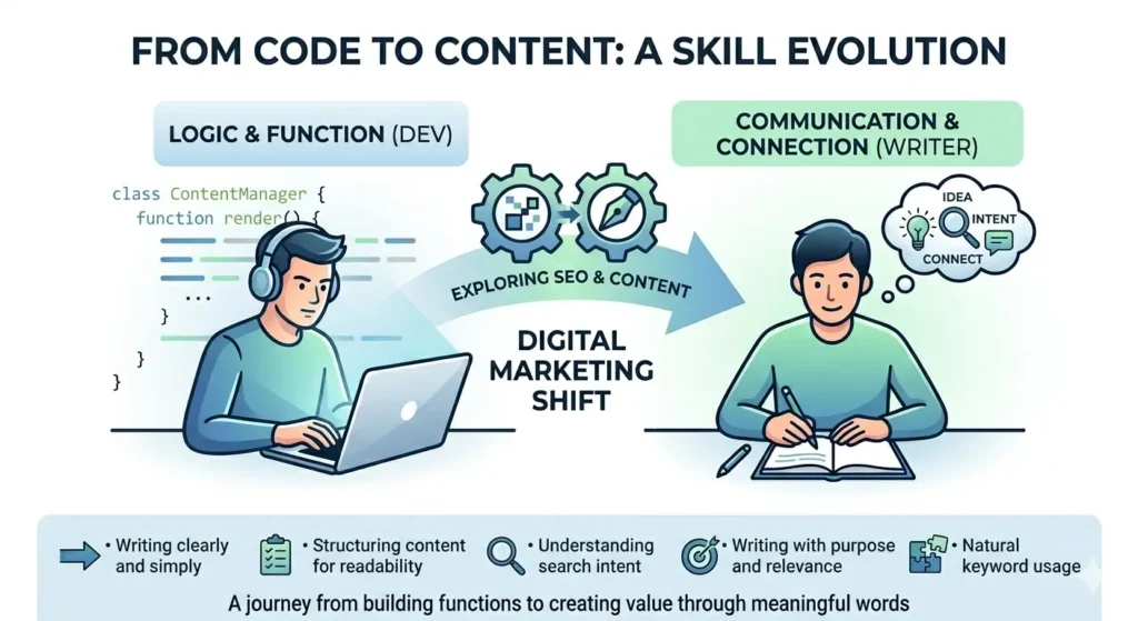 Best freelance digital marketer in Dubai blog From Code to Content My Blog Writing Journey